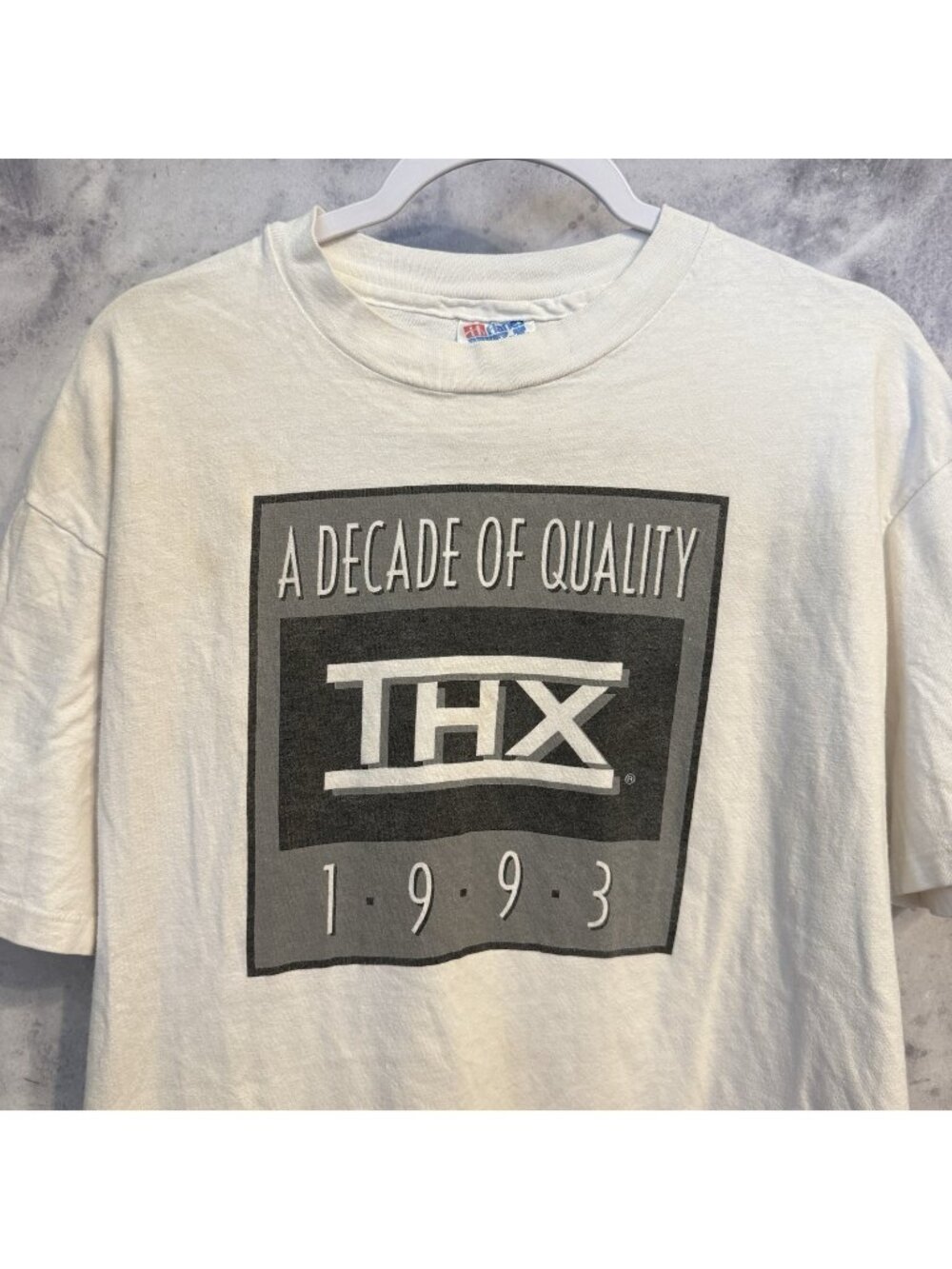 Vintage 1993 THX Sound Logo T Shirt XL White Hanes Beefy USA Made Movie Promo
